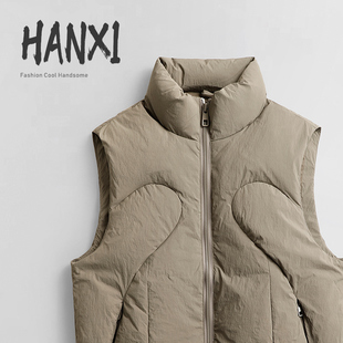 冬季2025新款高蓬松质感设计感防寒羽绒背心鸭绒保暖马甲男款外穿