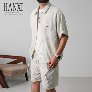 老钱风冰丝套装男夏季轻薄