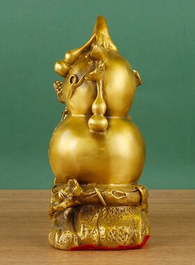 黄铜百财葫芦摆件福字福禄葫芦家用办公室店铺前台装饰品乔迁礼品