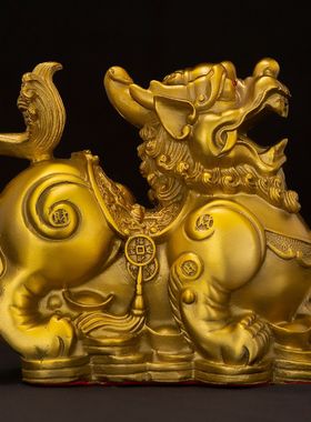 纯黄铜纳财貔貅摆件招財进宝四方纳财客厅办公桌装饰店铺开业礼物
