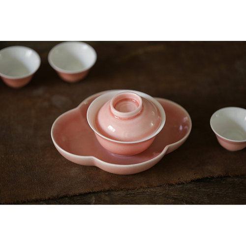 水润粉色纯手工功夫茶具