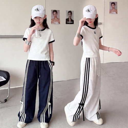 女童夏装薄款2026新款洋气时髦女孩阔腿裤儿童街舞裤子女童休闲裤