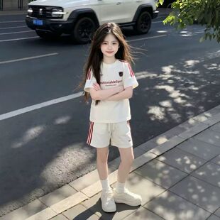 2026夏季短裤新款上衣短袖童装运动洋气中大童圆领休闲两件套套装