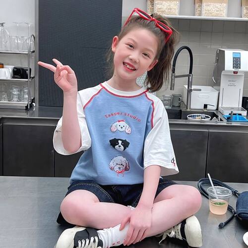 20262026儿童T恤中大童装上衣半袖夏装女童潮新款女孩短袖