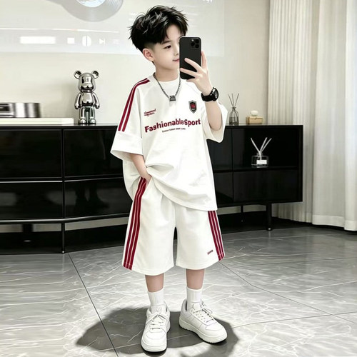 【含棉珠地 】男童巨好看套装夏季2026新款初中生炸街运动服两件