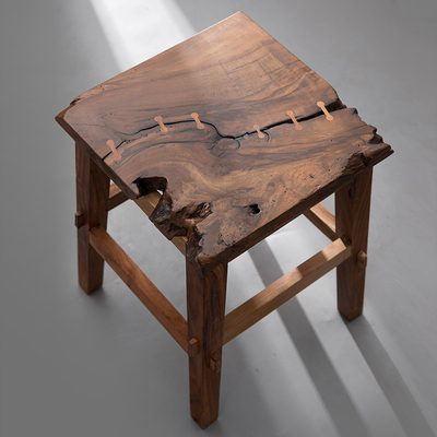 网红创意老式小家用结实耐用中式四方矮木榫卯凳整块原实木头凳子