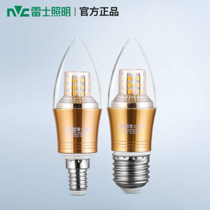 雷士照明LED灯泡e27e14小螺口吊灯光源家用节能尖泡蜡烛泡玉米泡
