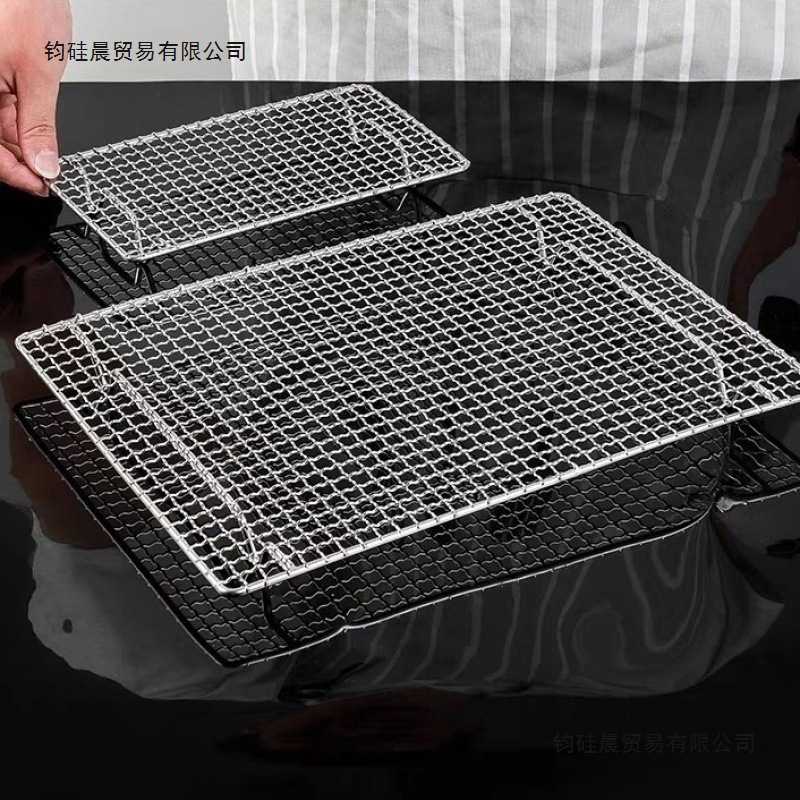 烤箱用具烤盘用不锈钢烧烤网长方形带脚沥水烘焙晾晒网户外架