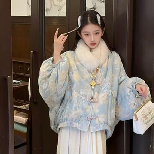 国风新中式百搭新款宽松外套珠绣单排扣高端冬季羽绒服女装2026