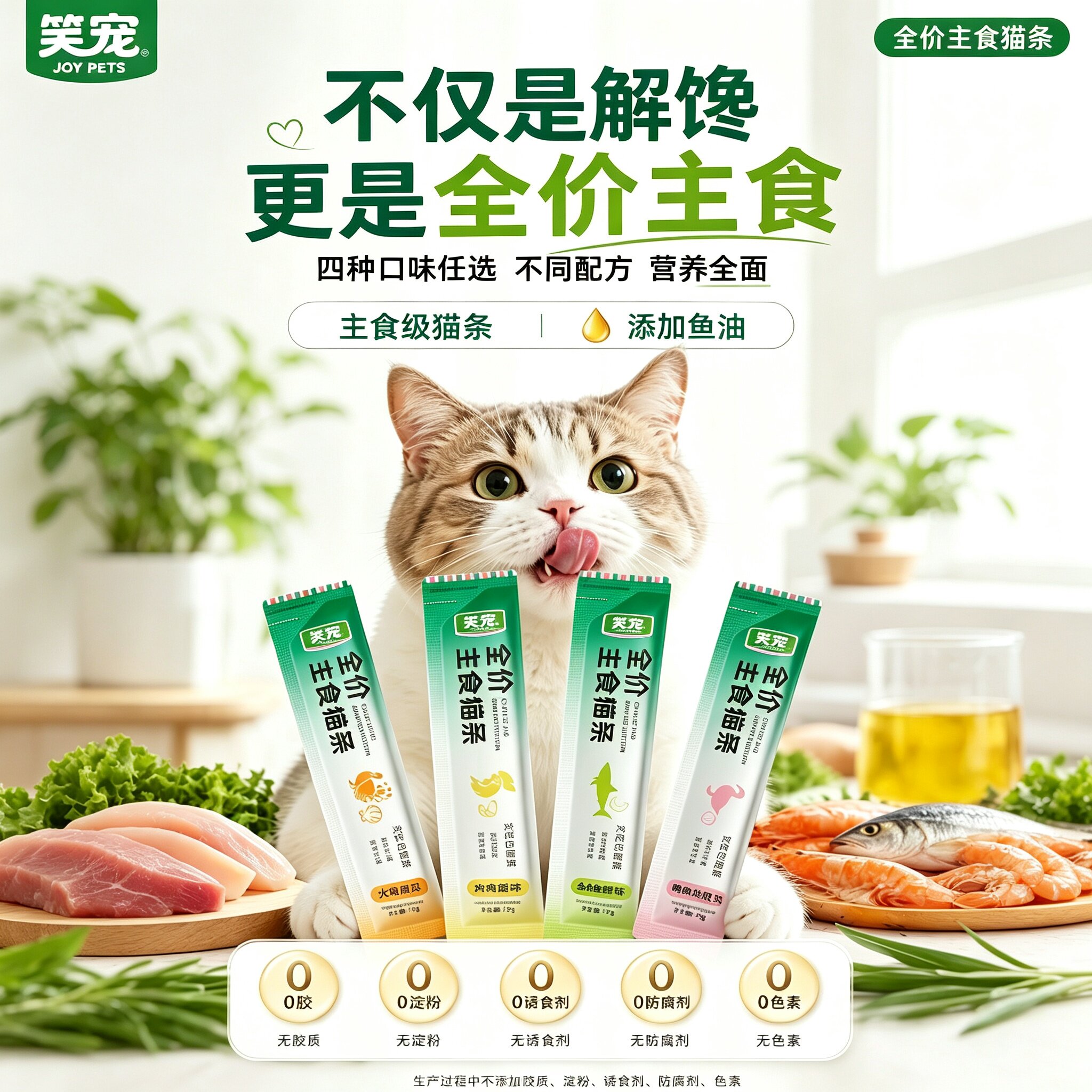 笑宠全价主食猫条成幼猫零食营养鸡肉全阶段猫草鱼油鲜肉猫湿粮