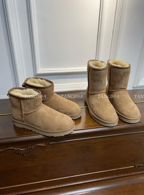 超好版本~薄底mini羊皮毛一体雪地靴中高筒靴子加绒加厚短靴冬季