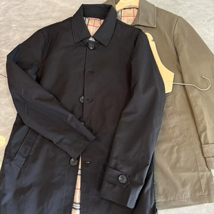 商务休闲中长款 撤柜福利 春秋高端男士 格纹内里 风衣夹克 公司货