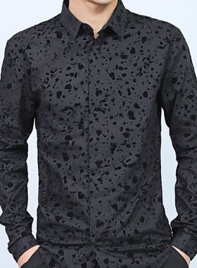 特价Eye Controller CD黑色植绒衬衫DH修身衬衣 hedi风格margiela