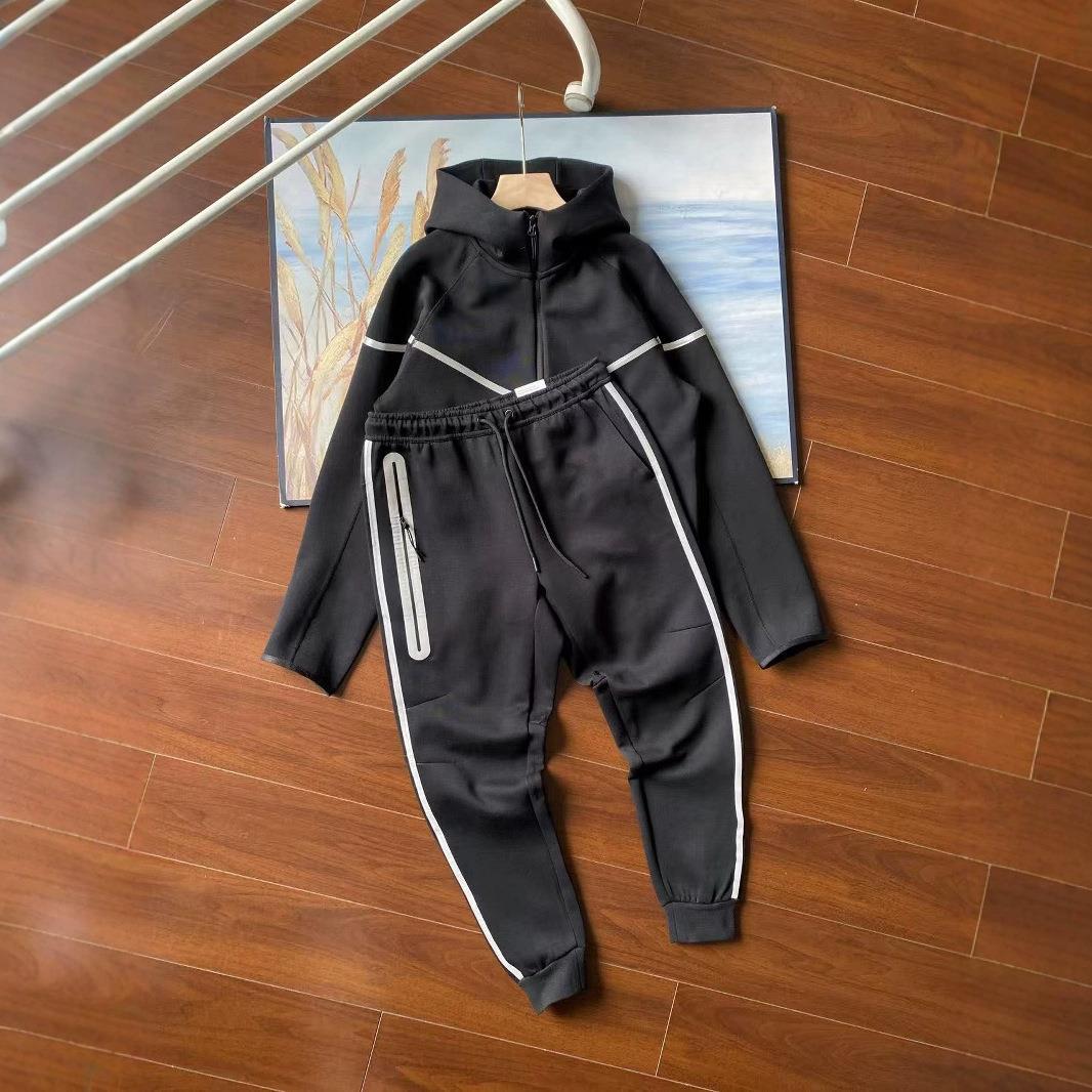 20SS春季跨境欧美反光条套装嘻哈街头风行者连帽外套长裤套装