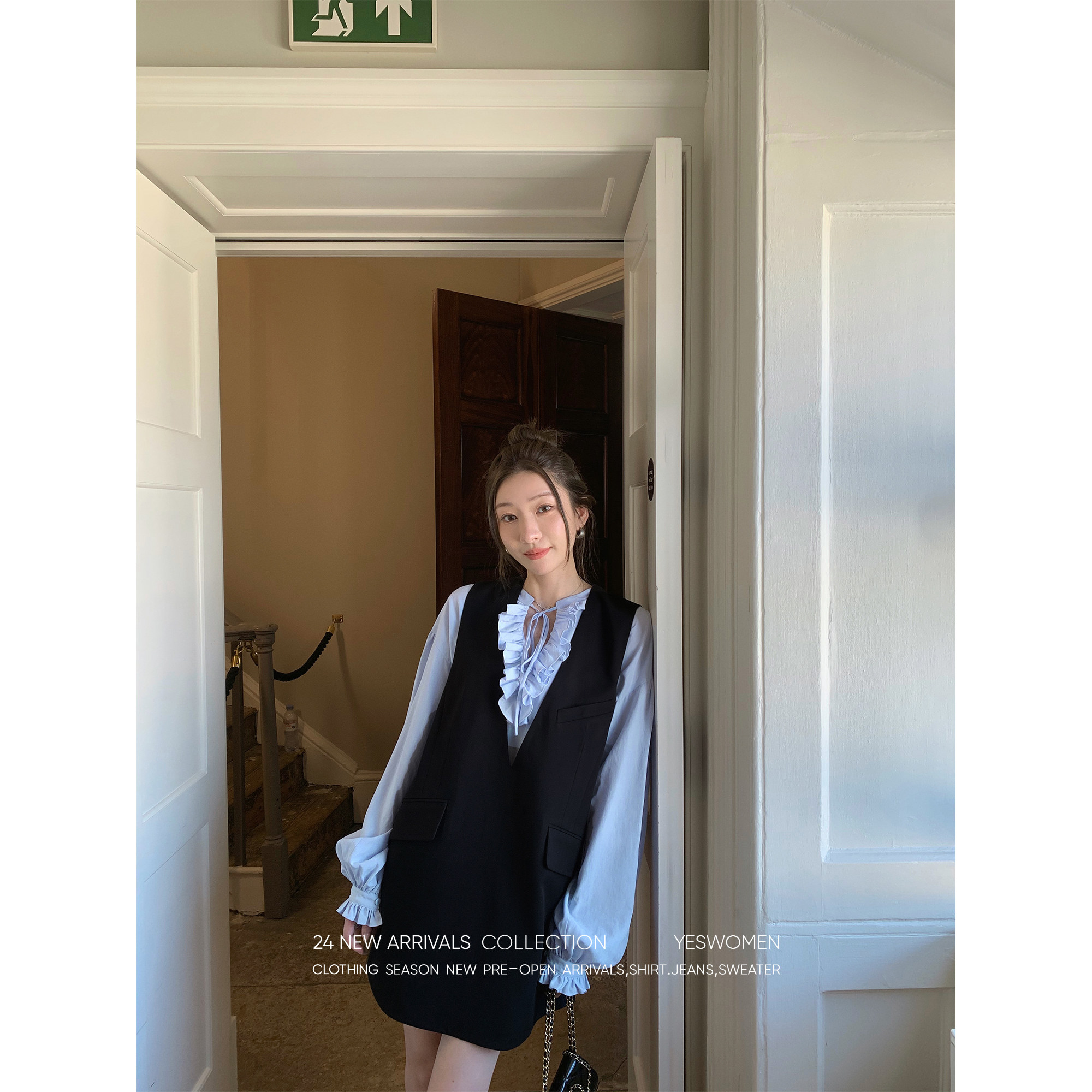 小宜定制 赫拉小姐·早秋小个子连衣裙女初秋韩系氛围感穿搭裙子