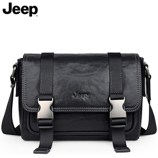 Jeep吉普斜挎包男款 包包牛皮 大容量单肩包男士 大容量商务真皮时尚