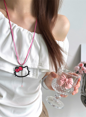 可爱卡通镂空kt猫吊坠项链