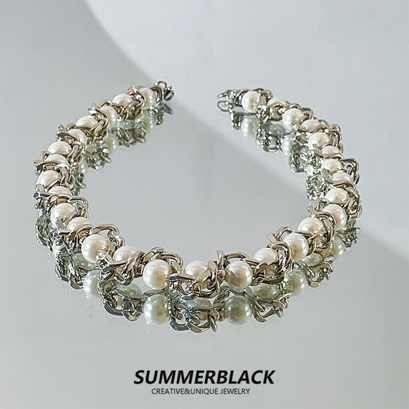 重工珍珠项链女锁骨链