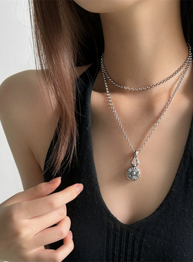 简约个性ins风克罗圆珠吊坠项链