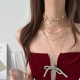 欧美风多层叠戴十字架项链女小众气质金色性感仙女时尚 高级颈链