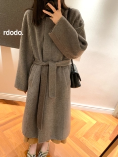 Rdodo ERD高智通勤插肩袖风衣式软糯高支山羊绒羊毛系带长款大衣