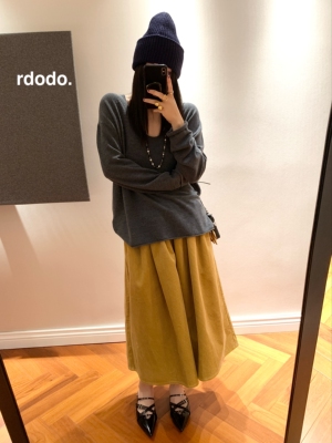 Rdodo自线 复古老钱日本进口全棉高品质光泽灯芯绒阔腿裤裙裤裙