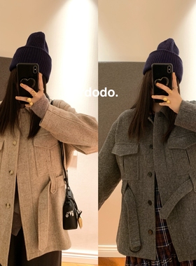 Rdodo自线 Lp老钱哈里斯彩点全羊毛可拆卸棉内胆英式羊毛大衣厚款
