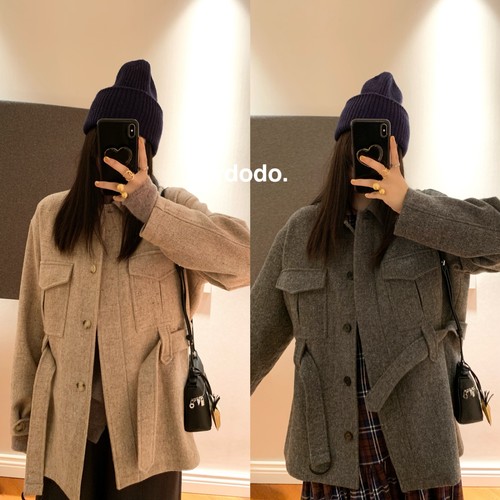 Rdodo自线 Lp老钱哈里斯彩点全羊毛可拆卸棉内胆英式羊毛大衣厚款
