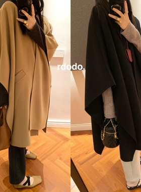 Rdodo自线 row式贵妇慵懒高支山羊绒羊毛廓形静奢优雅斗篷大衣