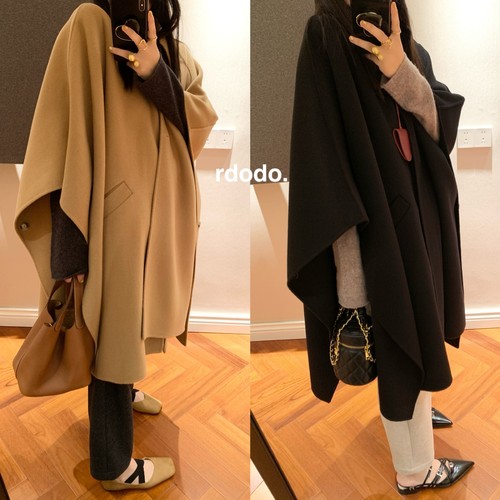 Rdodo自线 row式贵妇慵懒高支山羊绒羊毛廓形静奢优雅斗篷大衣