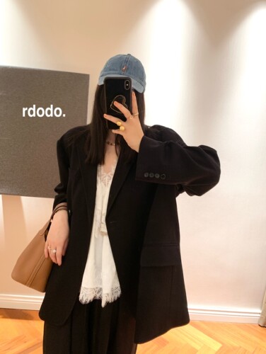 Rdodo自线 c@rven时髦态度廓形重磅铜氨羊毛静奢无垫肩西装外套