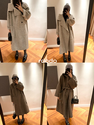 Rdodo自线优化Lemaire秀款连帽立领大口袋系带羊驼毛羊毛风衣大衣