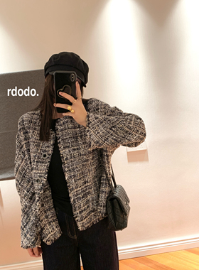Rdodo巨美牛货一定要拥有 进口纱线编织粗花呢小香风毛边短外套