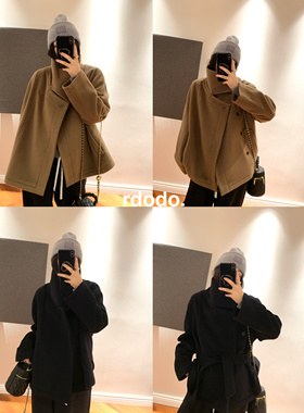 Rdodo自线你穿你也金敏喜同款lemaire山羊绒羊毛立领短款大衣厚款