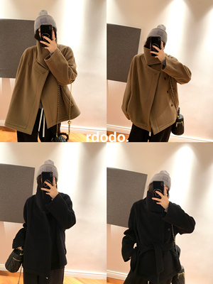Rdodo自线你穿你也金敏喜同款lemaire山羊绒羊毛立领短款大衣厚款