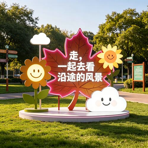 秋日发光枫叶铁艺打卡相框摆件