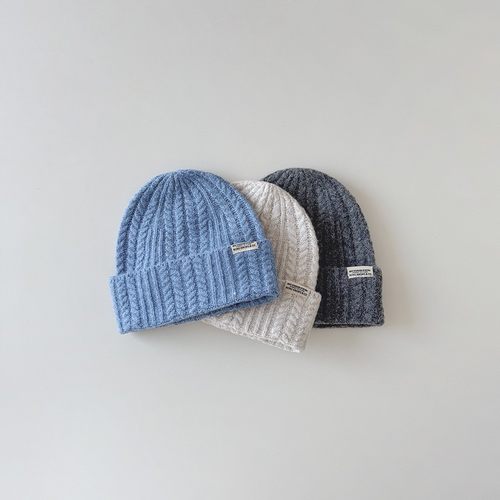 韩国儿童帽子秋冬新款时尚字母男童女童婴儿针织帽宝宝毛线帽冬帽