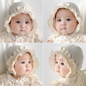 蕾丝女宝宝婴幼儿宫廷春秋宝宝胎帽 时尚 韩国婴儿帽子秋季 2025新款