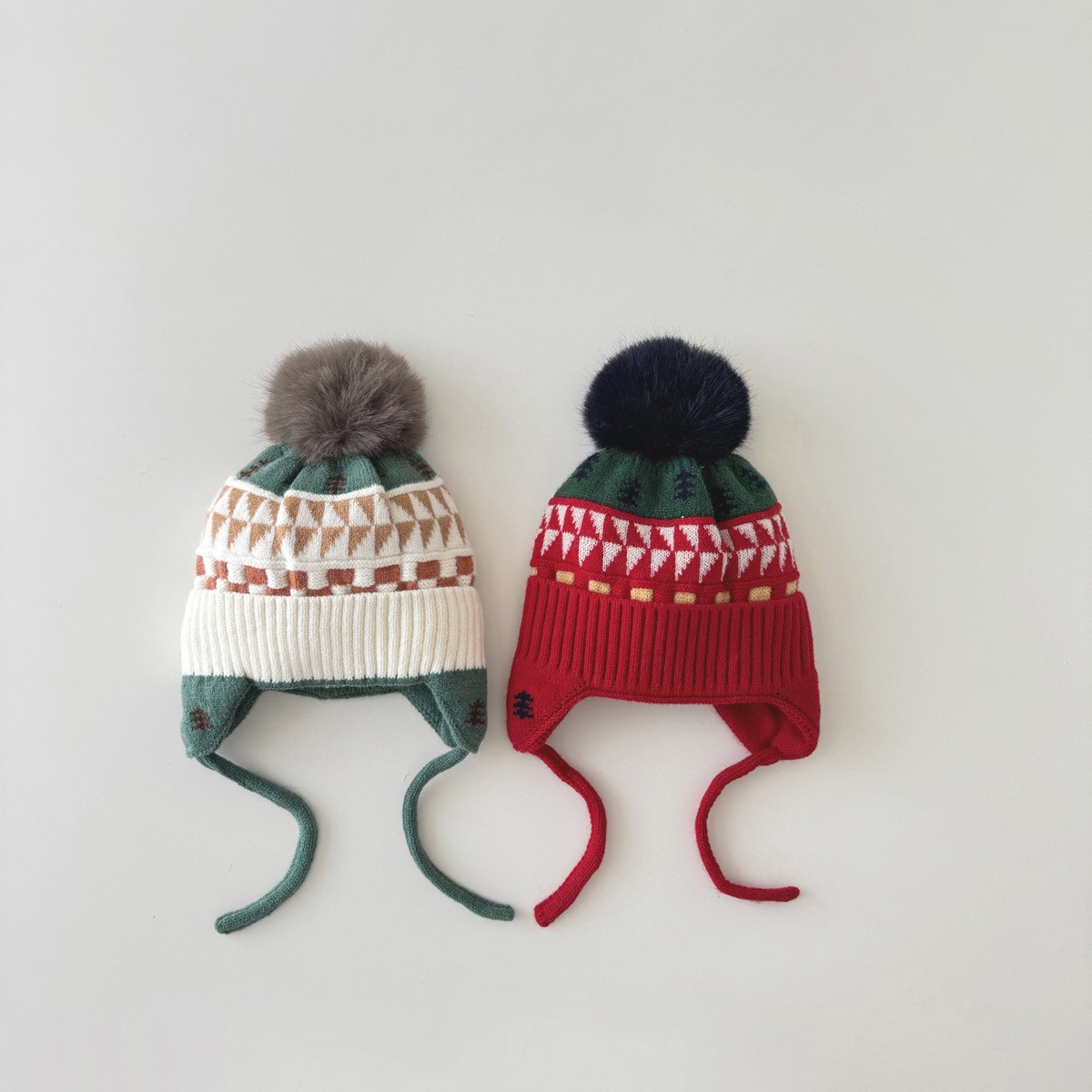 韩国儿童帽子冬季休闲男童女童加厚保暖圣诞毛线帽宝宝针织护耳帽