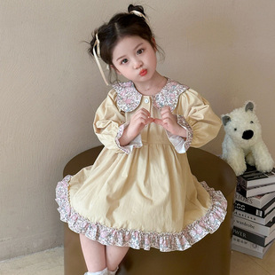 女童连衣裙春季2026新款洋气儿童碎花娃娃领春装女宝宝裙子甜美潮