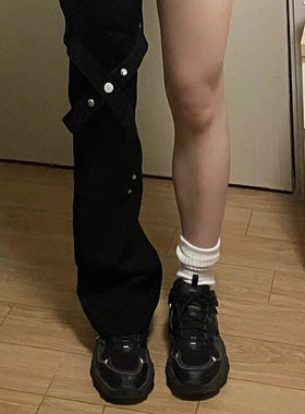 街头复古痞帅嘻大码欧美式裤子vibe高腰牛仔裤女秋冬新款哈直筒裤