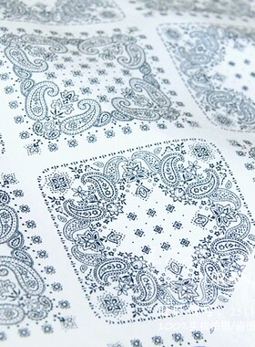 进口面料 手工DIY布料 sevenberry 独特深藏青色图腾 全棉 棉布