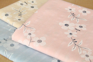 日单面料 手工DIY布料 清雅提花底花枝 全棉棉布 3色 清仓特价