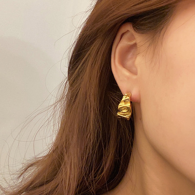 钛钢镀18k金高级感圆圈耳环