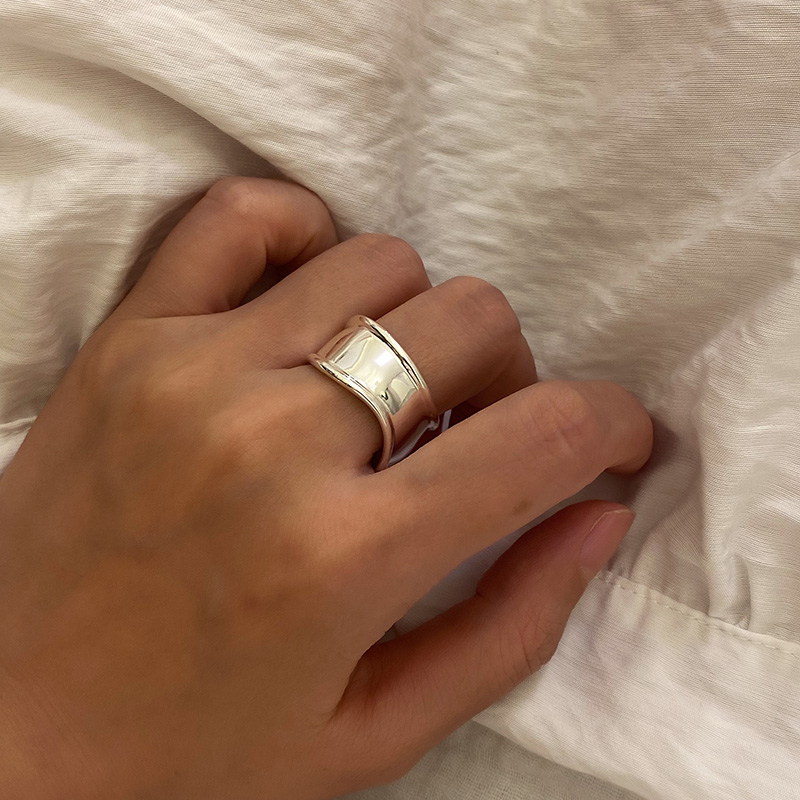 亮面戒指白银色冷淡风ins