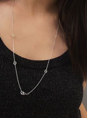 纯银项链猪鼻子长款项链百搭