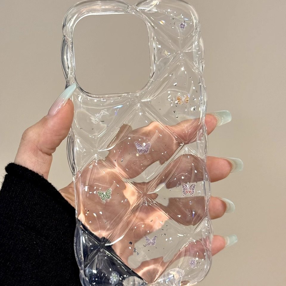 透明立体格纹蝴蝶适用iphone16promax苹果15pro手机壳保护壳14pro,3C数码配件,手机保护套/壳,淘宝优惠券,粉丝福利购,淘宝优惠卷