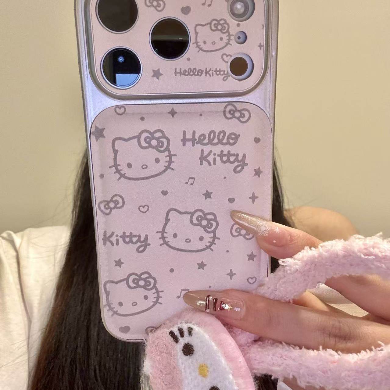 甜系软萌线条音符猫咪脑袋适用于iphone17promax苹果16pr手机壳15