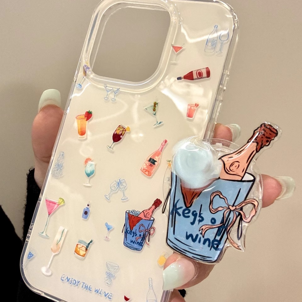 满屏啤酒酒杯冰块酒桶支架适用iphone16promax苹果15手机壳14新款