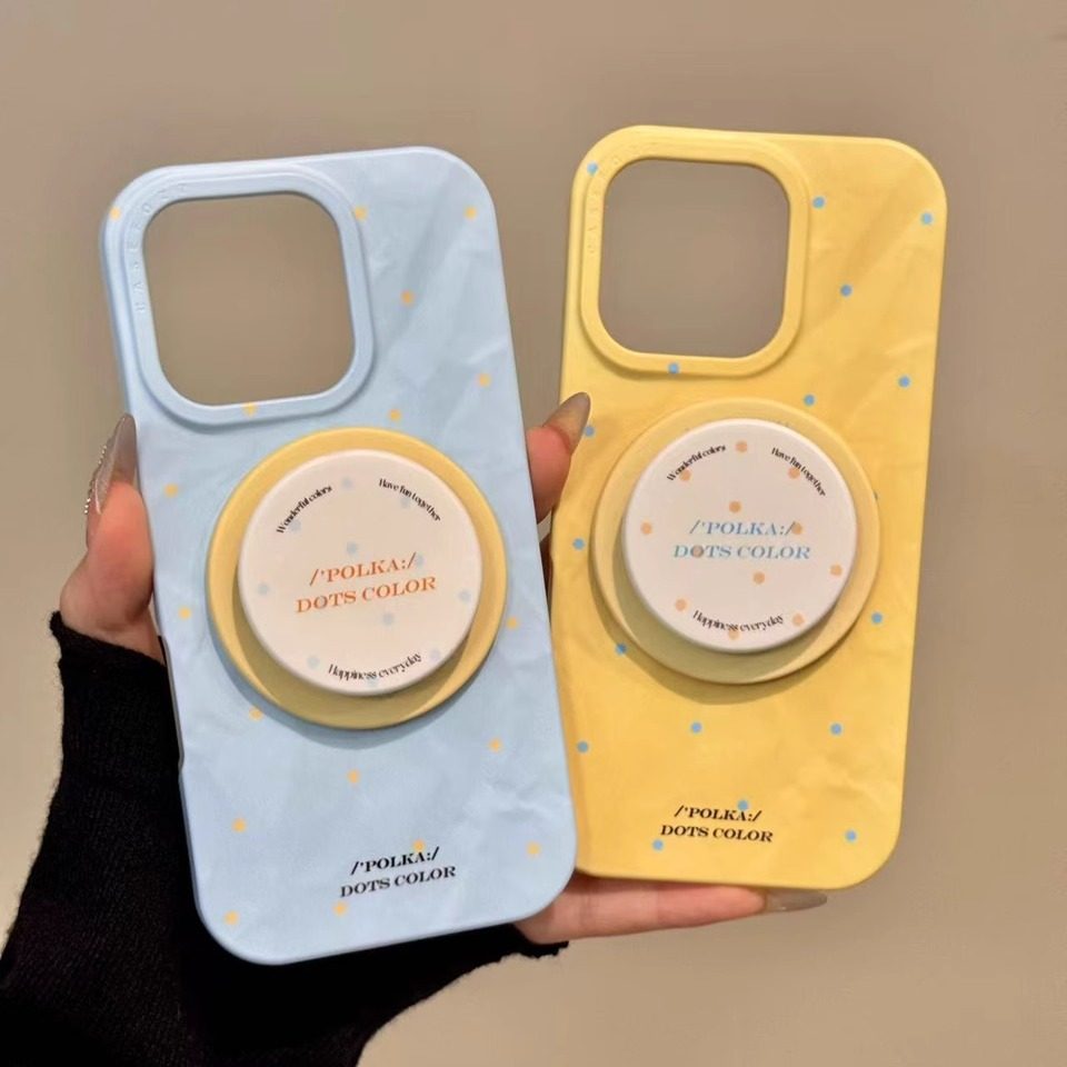 韩系ins简约波点英文磁吸支架适用iphone16proma苹果15手机壳新款